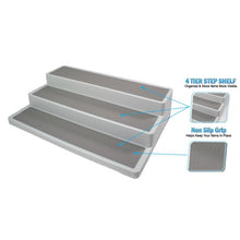 Load image into Gallery viewer, Spice Rack Non Slip 3 Tier Step Shelf Organizer - White - For Kitchen, Refrigerator, Pantry, Cabinet, Cupboards, Countertops &amp; More
