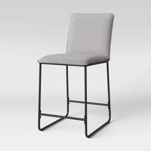 Upholstered Counter Stool with Metal Frame in Gun Metal Finish #9636