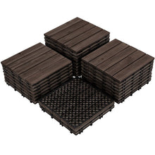 Load image into Gallery viewer, 12.1&quot; x 12.1&quot; Plastic Interlocking Deck Tile in Dark Brown, 27 Pieces
