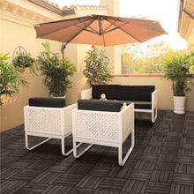 Load image into Gallery viewer, 12.1&quot; x 12.1&quot; Plastic Interlocking Deck Tile in Dark Brown, 27 Pieces
