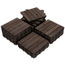 Load image into Gallery viewer, 12.1&quot; x 12.1&quot; Plastic Interlocking Deck Tile in Dark Brown, 27 Pieces
