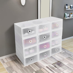 12Pcs Foldable Shoe Box Storage Plastic Transparent (Set of 12)