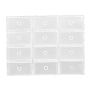 12Pcs Foldable Shoe Box Storage Plastic Transparent (Set of 12)