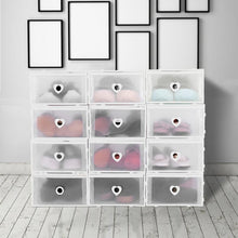 Load image into Gallery viewer, 12Pcs Foldable Shoe Box Storage Plastic Transparent (Set of 12)
