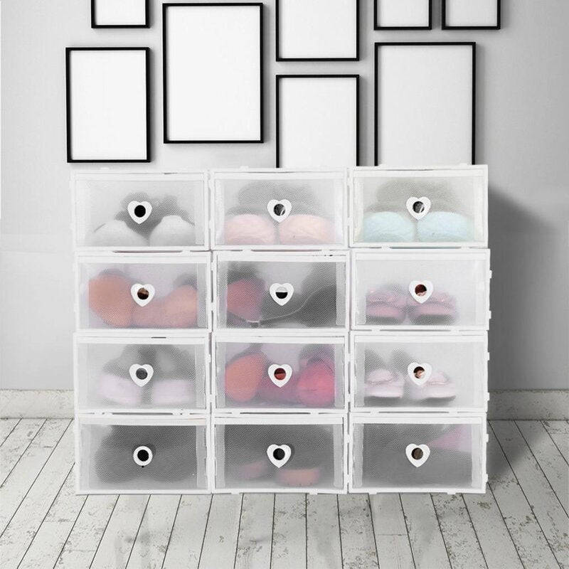 12Pcs Foldable Shoe Box Storage Plastic Transparent (Set of 12)