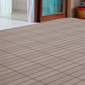 12" x 12" Composite Interlocking Deck Tile in Brown/Dark Gray (Set of 6)