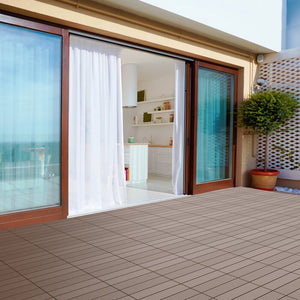 12" x 12" Composite Interlocking Deck Tile in Brown/Dark Gray (Set of 6)