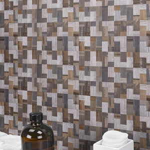 12" x 12" PVC Peel & Stick Mosaic Tile in Beige 137CDR