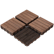 Load image into Gallery viewer, 12&quot; x 12&quot; Wood Interlocking Deck Tile in Brown, 11 Tiles
