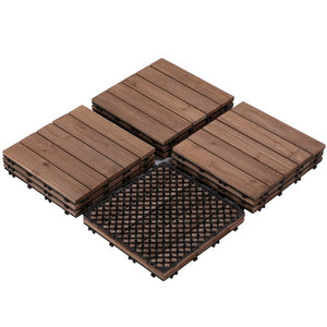 12" x 12" Wood Interlocking Deck Tile in Brown, 11 Tiles