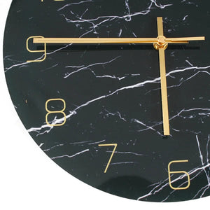 12'' Decorative Marble Analog Wall Clock Gold Hands