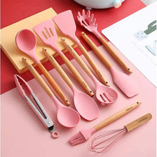 Load image into Gallery viewer, Pink 12 Pieces Silicone Assorted Kitchen Utensil Set
