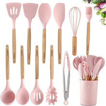 Load image into Gallery viewer, Pink 12 Pieces Silicone Assorted Kitchen Utensil Set
