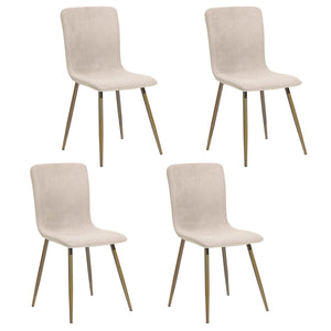 FurnitureR Modern Fabric Dining Chairs, Gold and Beige (Set of 4) 2955AH