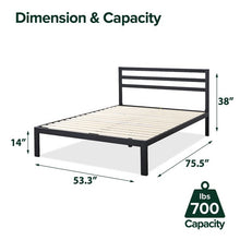 Load image into Gallery viewer, Zinus Mia 38” Metal Platform Bed Frame with Headboard, Full
