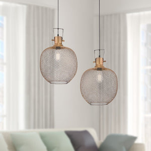 13.5" Gidley Handcrafted Brass Mesh Pendant Lamp - 17 Stories