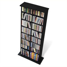Load image into Gallery viewer, Prepac 51&quot; Double Slim CD DVD Wall Media Storage Rack in Black
