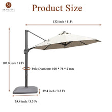 Load image into Gallery viewer, 132&#39;&#39; Lighted Cantilever Umbrella
