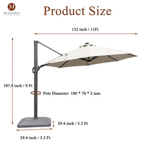 132'' Lighted Cantilever Umbrella