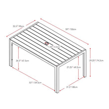 Load image into Gallery viewer, CorLiving Metal Patio Dining Table in Sun Bleached Gray 36&quot; x 59&quot;
