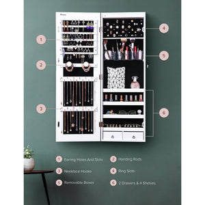 14.56'' Wide Wall Mounted Jewelry Armoire with Mirror