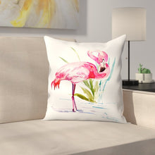 Load image into Gallery viewer, Pink/Green Suren Nersisyan Flamingo Throw Pillow, #148HA
