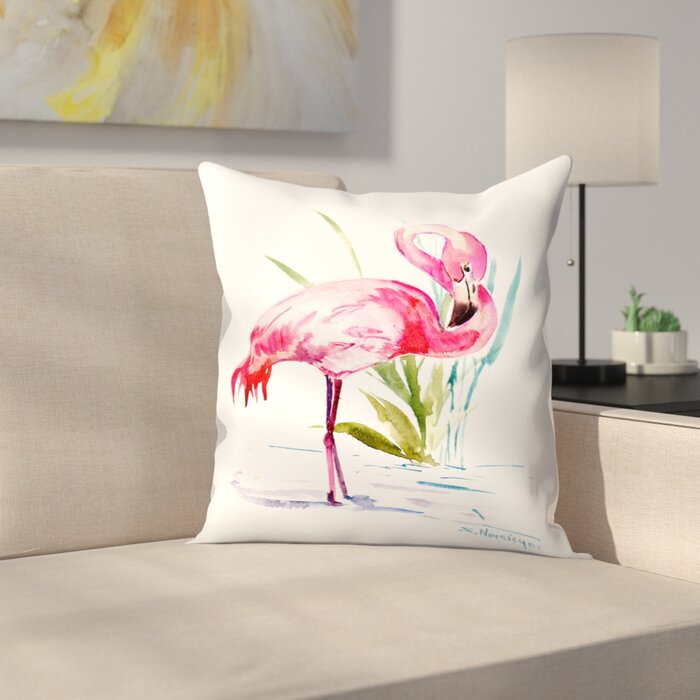 Pink/Green Suren Nersisyan Flamingo Throw Pillow, #148HA