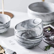 Load image into Gallery viewer, 14 Ounce Gray Marble Porcelain Bowls Ice Cream/Dessert/Cereal Bowls, Microwave Safe,Set Of 6 (Set of 6) EC1428
