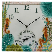 Load image into Gallery viewer, 14&quot;X14&quot; Seahorse Clock With Thermometer
