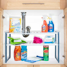Load image into Gallery viewer, 15.33&quot; Adjustable Under Sink Two Shelf Shelving Rack OG199
