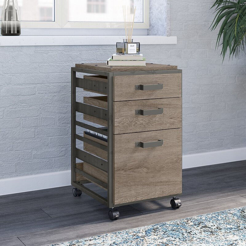 Restored Gray 15.75'' Wide 3 -Drawer Mobile Vertical Filing Cabinet