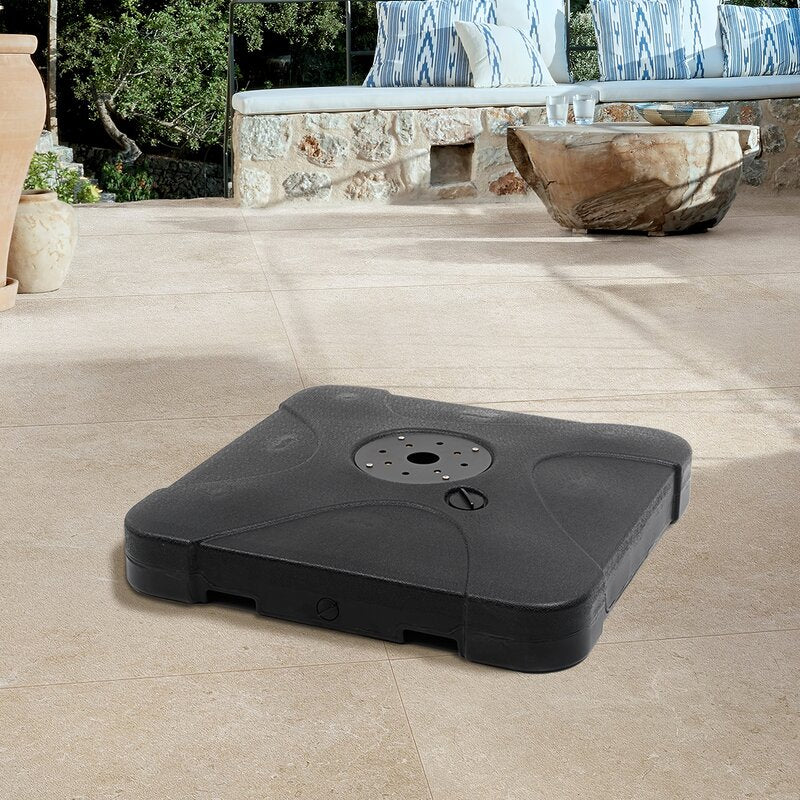 150 Lbs Patio Cantilever Umbrella Base Sand/water Filled Square Umbrella Stand With 3d Surface, Stylish And Modern Outdoor Offset Umbrella Stand, Black 5828RR