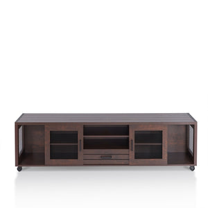 Industrial 70" Wood TV Stand in Vintage Walnut Finish #9946
