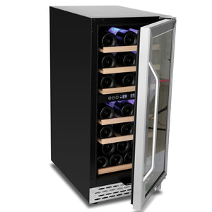 15 Inch Wine Cooler 32 Bottle Dual Zone Wine Refrigerator With Stainless Steel Tempered Glass Door,Temperature Memory,LED Display 6706RR