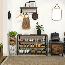 Load image into Gallery viewer, Rustic Brown 15 Pair Shoe Storage Bench 5421RR
