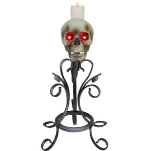16.25" Gothic Flameless Skull Halloween Candle Holder 648CDR