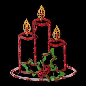 16.5" Lighted Candles With Holly And Berry Christmas Window Silhouette (Set of 2) B60 232