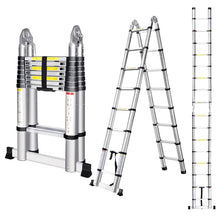 Load image into Gallery viewer, 16.5ft Telescoping Ladder Telescopic A-frame Extension Ladder Aluminum Alloy Folding Ladder Portable Multi-purpose For Indoor Outdoor Work, 330 Lbs Capacity
