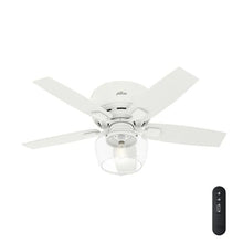 Load image into Gallery viewer, Hunter Bennett 44-in Matte White LED Indoor Flush Mount Ceiling Fan with Light and Remote (5-Blade) 2938AH
