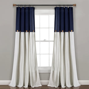 Linen Button Window Curtain Panel 40" x 108" - SET OF 2