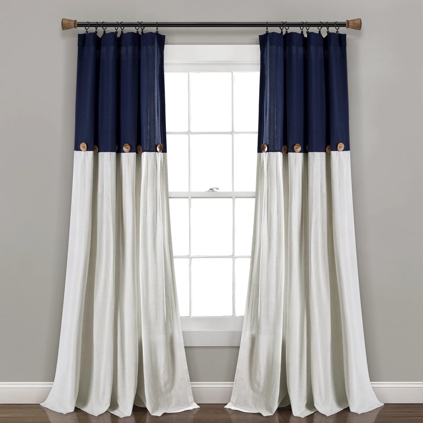 Linen Button Window Curtain Panel 40
