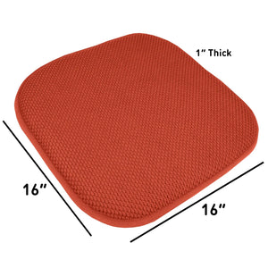 16-in. Square Non-slip Memory Foam Seat Cushions (2 OR 4) - 16 X 16 - Set of 4 - Rust