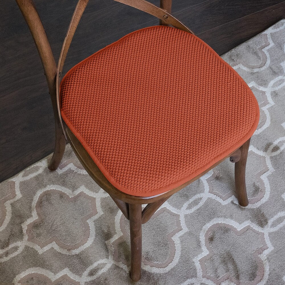 16-in. Square Non-slip Memory Foam Seat Cushions (2 OR 4) - 16 X 16 - Set of 4 - Rust