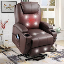 Load image into Gallery viewer, Lacoo Power Lift Recliner with Massage and Heat, Brown Faux Leather **AS IS**
