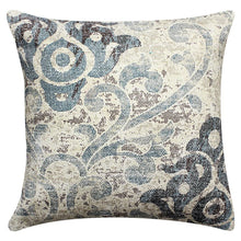 Load image into Gallery viewer, 18 X 18 Inch Handwoven Cotton Cushion Cover with Block Prints, Off White
