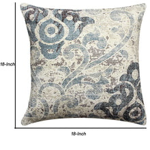 Load image into Gallery viewer, 18 X 18 Inch Handwoven Cotton Cushion Cover with Block Prints, Off White

