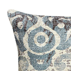 18 X 18 Inch Handwoven Cotton Cushion Cover with Block Prints, Off White