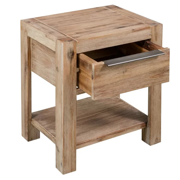 18.9'' Tall 1 - Drawer Solid Wood Nightstand in Brown