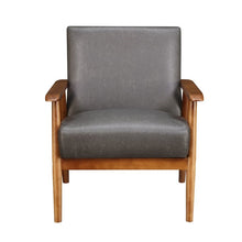 Load image into Gallery viewer, Home Fare Wood Frame Faux Leather Accent Chair in Lummus Steel 4354RR
