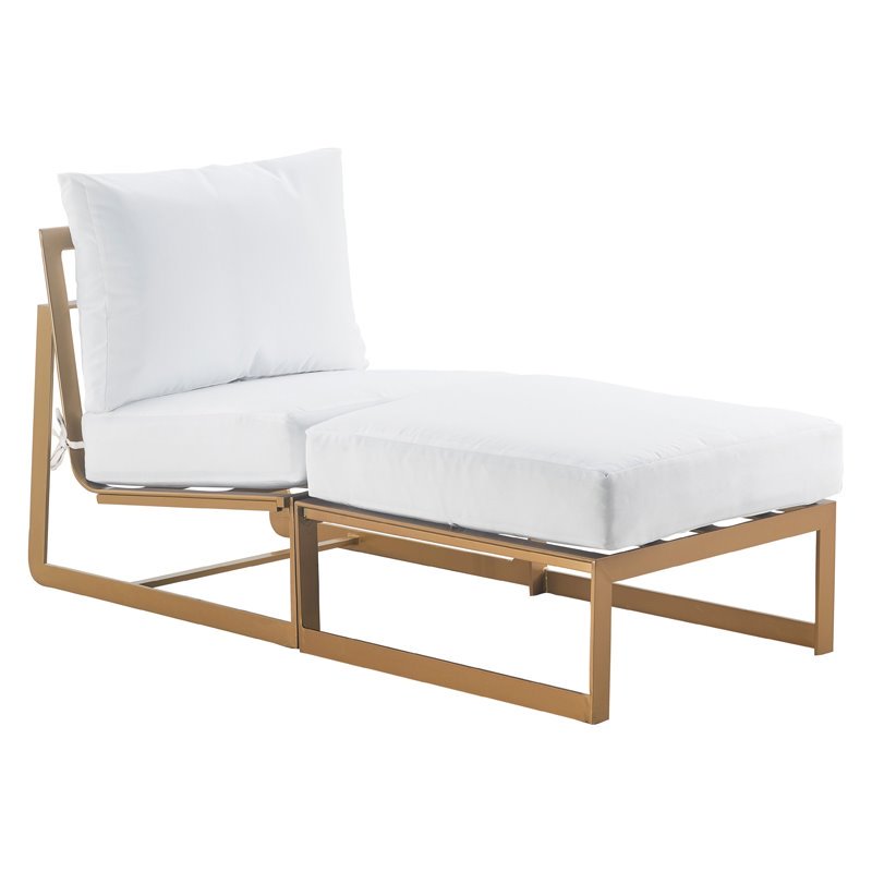 Elle Decor Mirabelle Outdoor Armless Lounge Chair in White and French Gold 7100 ***CHAIR ONLY***